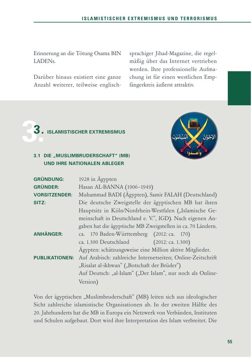 Seite 55 des Verfassungsschutzbericht 2013 Baden-Württemberg