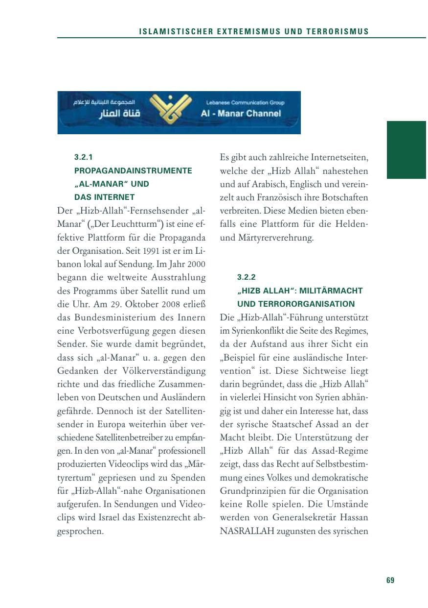 Seite 69 des Verfassungsschutzbericht 2013 Baden-Württemberg