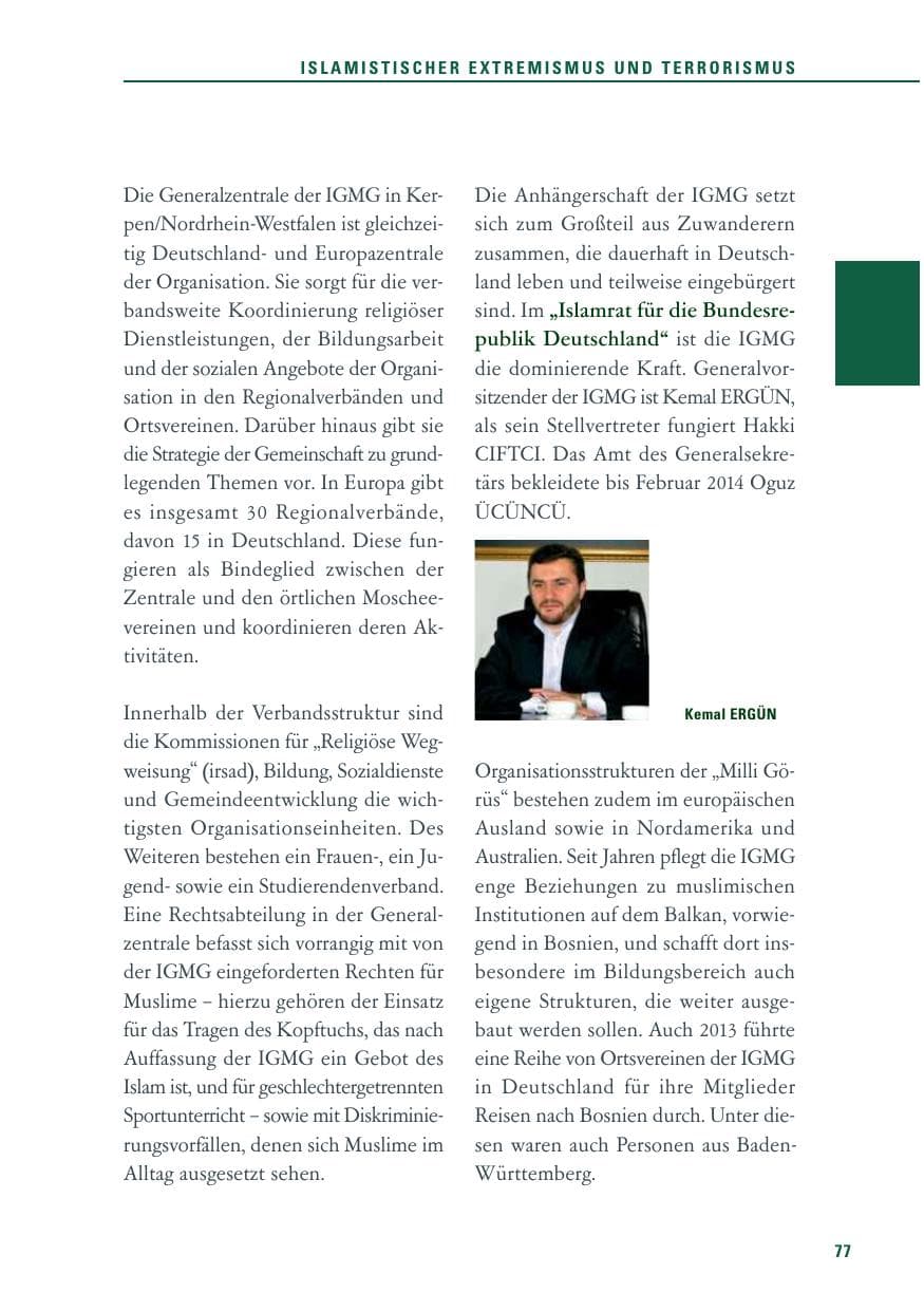 Seite 77 des Verfassungsschutzbericht 2013 Baden-Württemberg