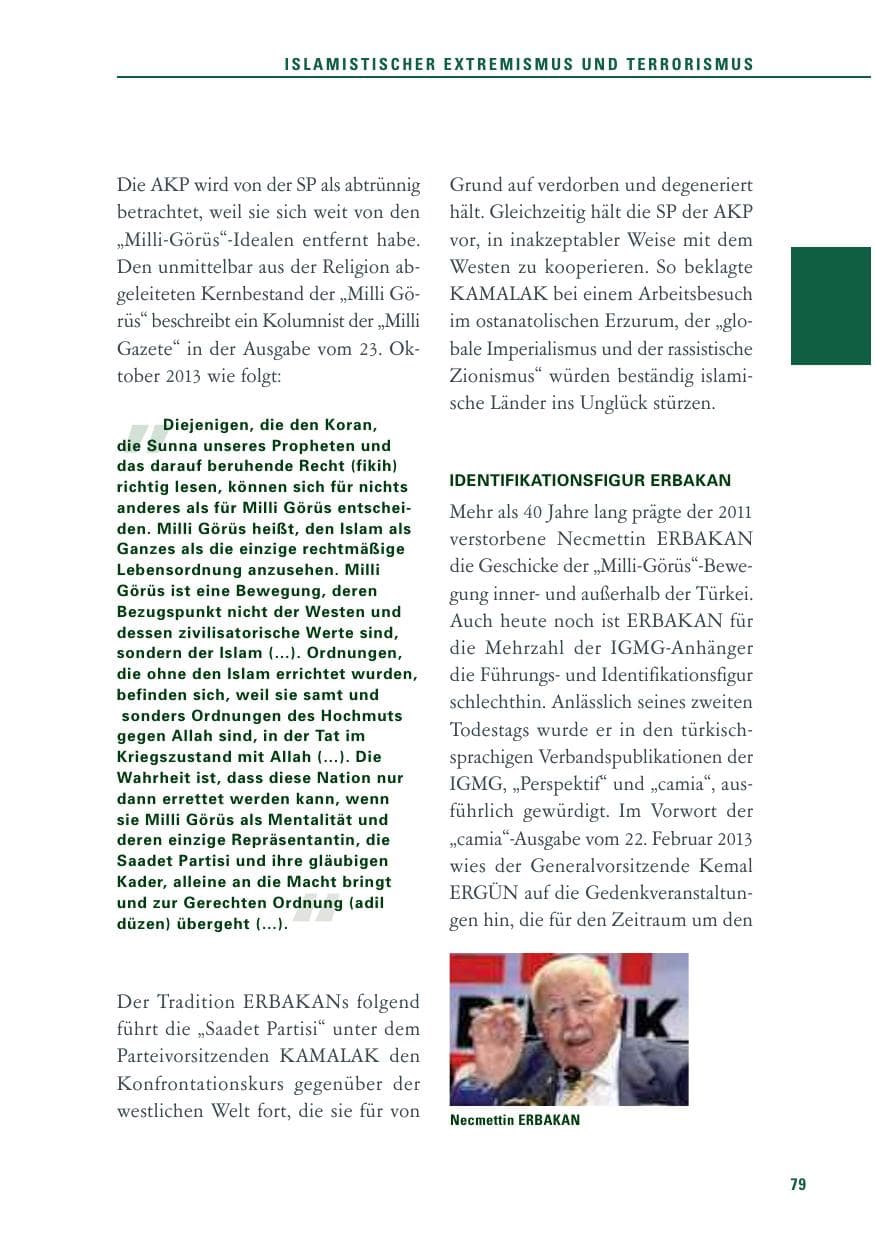 Seite 79 des Verfassungsschutzbericht 2013 Baden-Württemberg