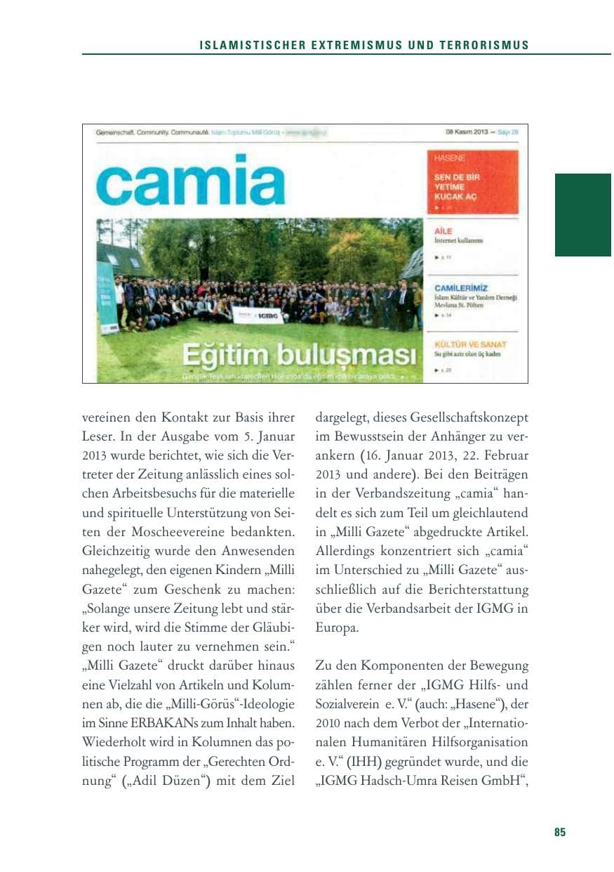 Seite 85 des Verfassungsschutzbericht 2013 Baden-Württemberg