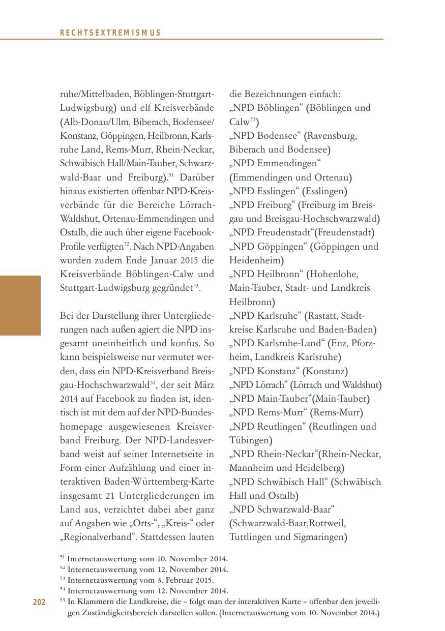 Seite 202 des Verfassungsschutzbericht 2014 Baden-Württemberg