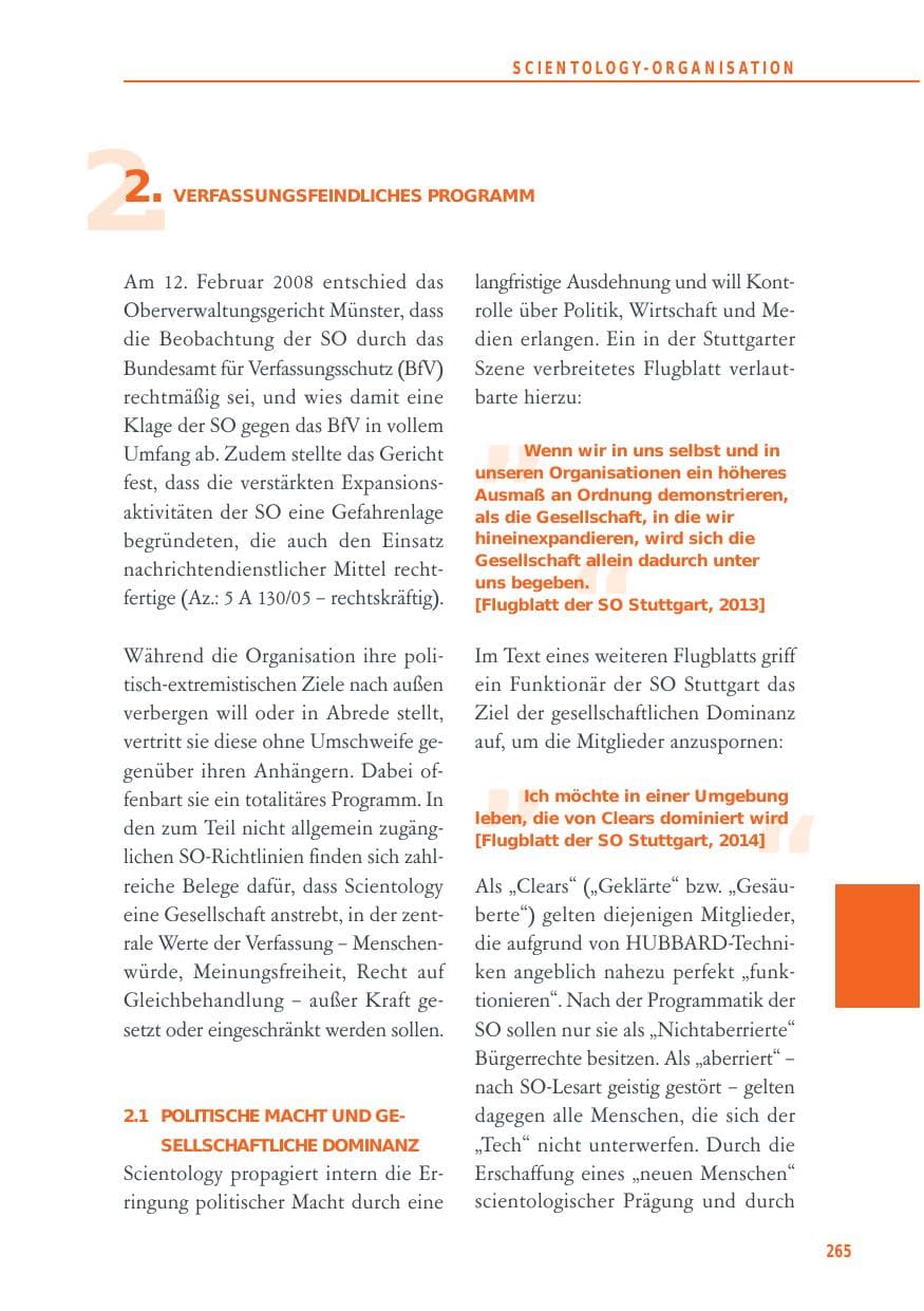Seite 265 des Verfassungsschutzbericht 2014 Baden-Württemberg