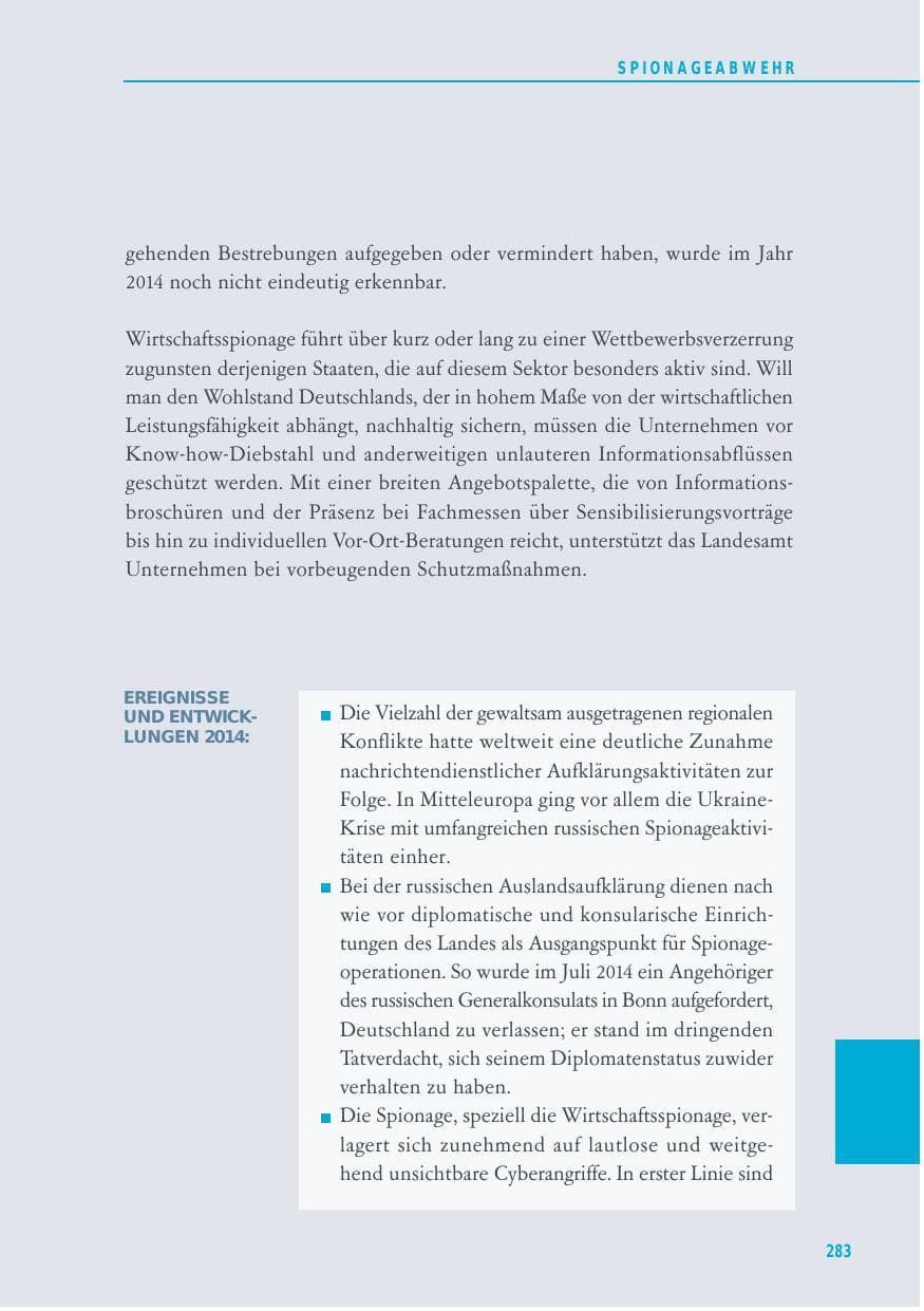 Seite 283 des Verfassungsschutzbericht 2014 Baden-Württemberg