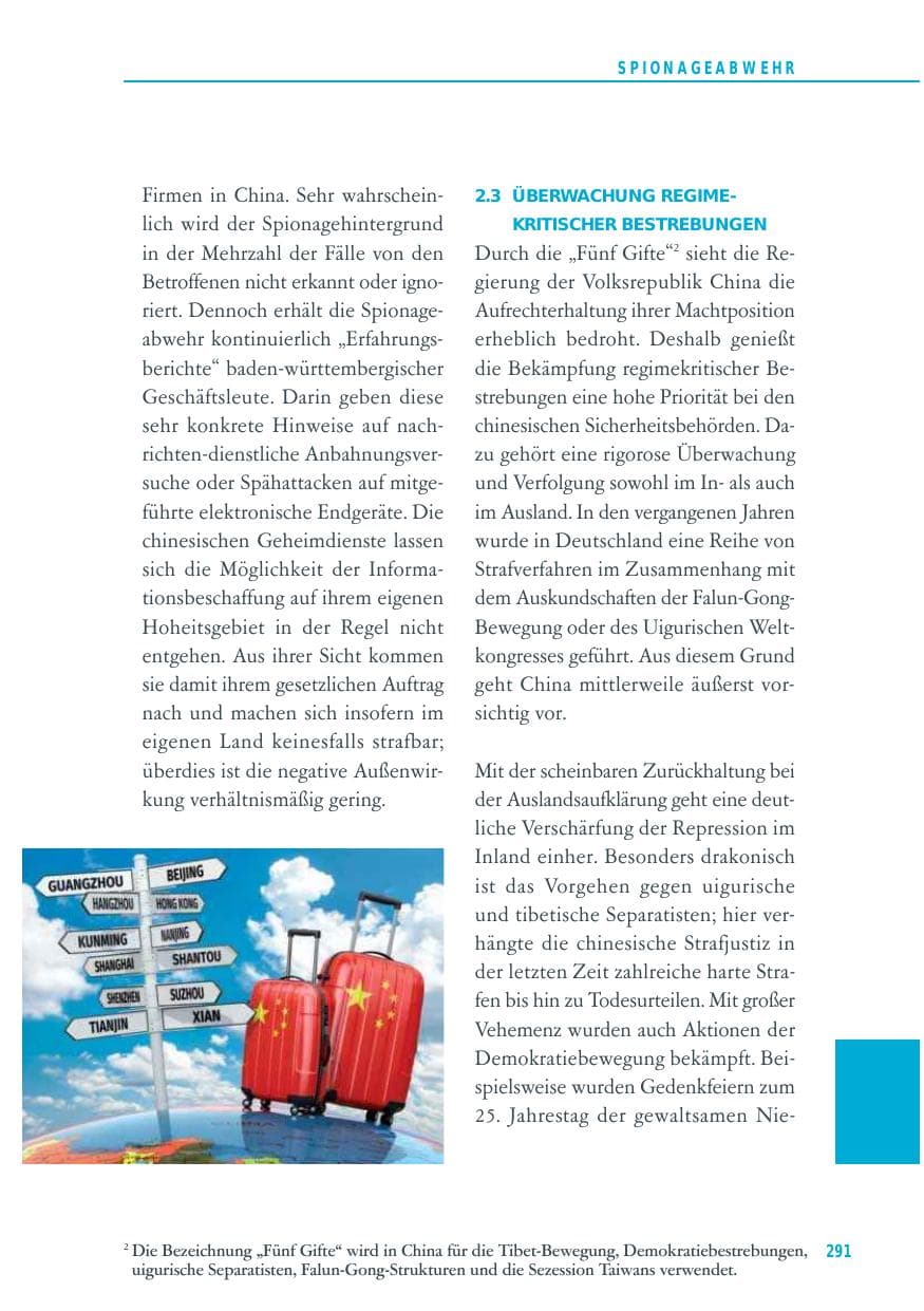 Seite 291 des Verfassungsschutzbericht 2014 Baden-Württemberg