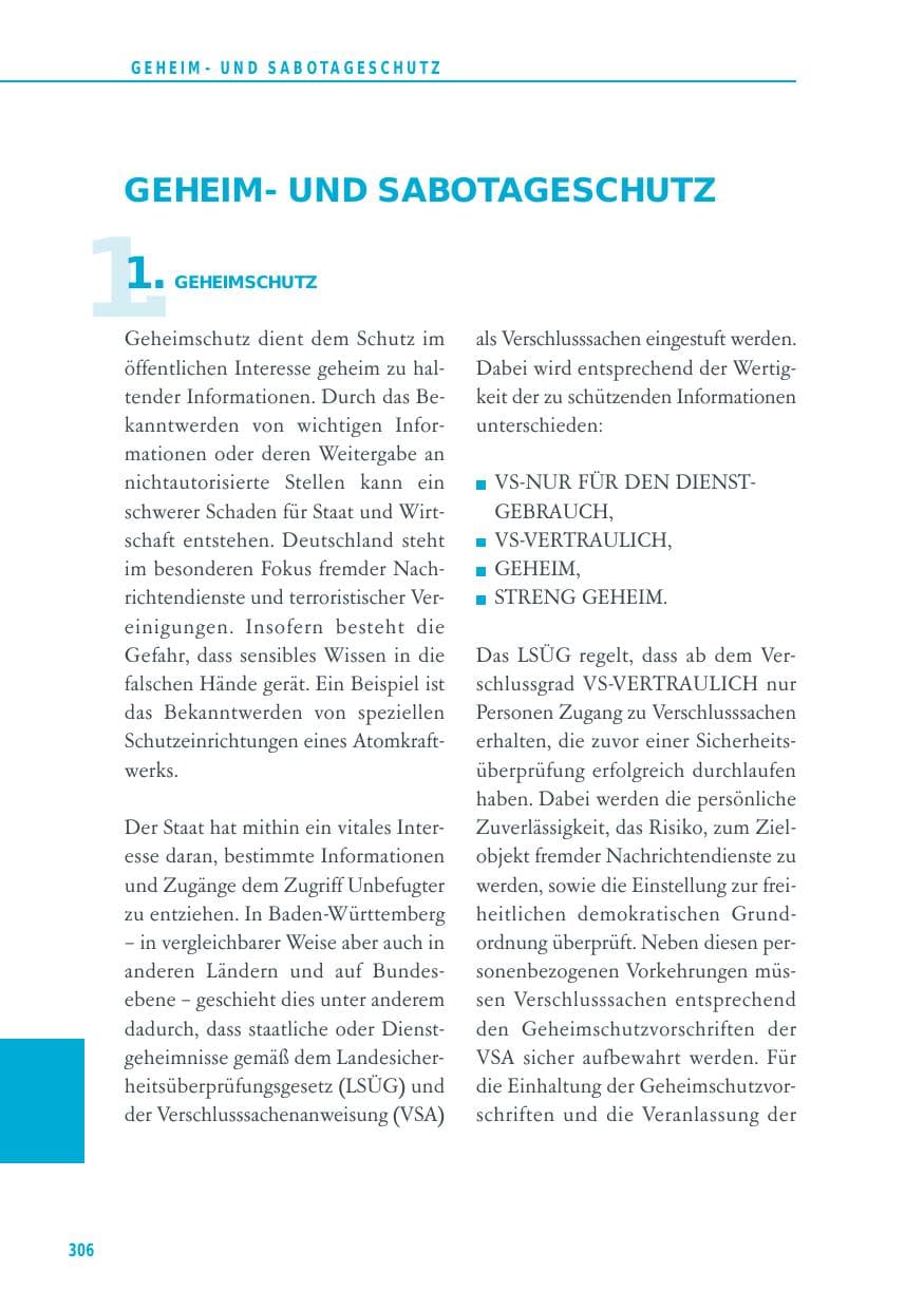 Seite 306 des Verfassungsschutzbericht 2014 Baden-Württemberg