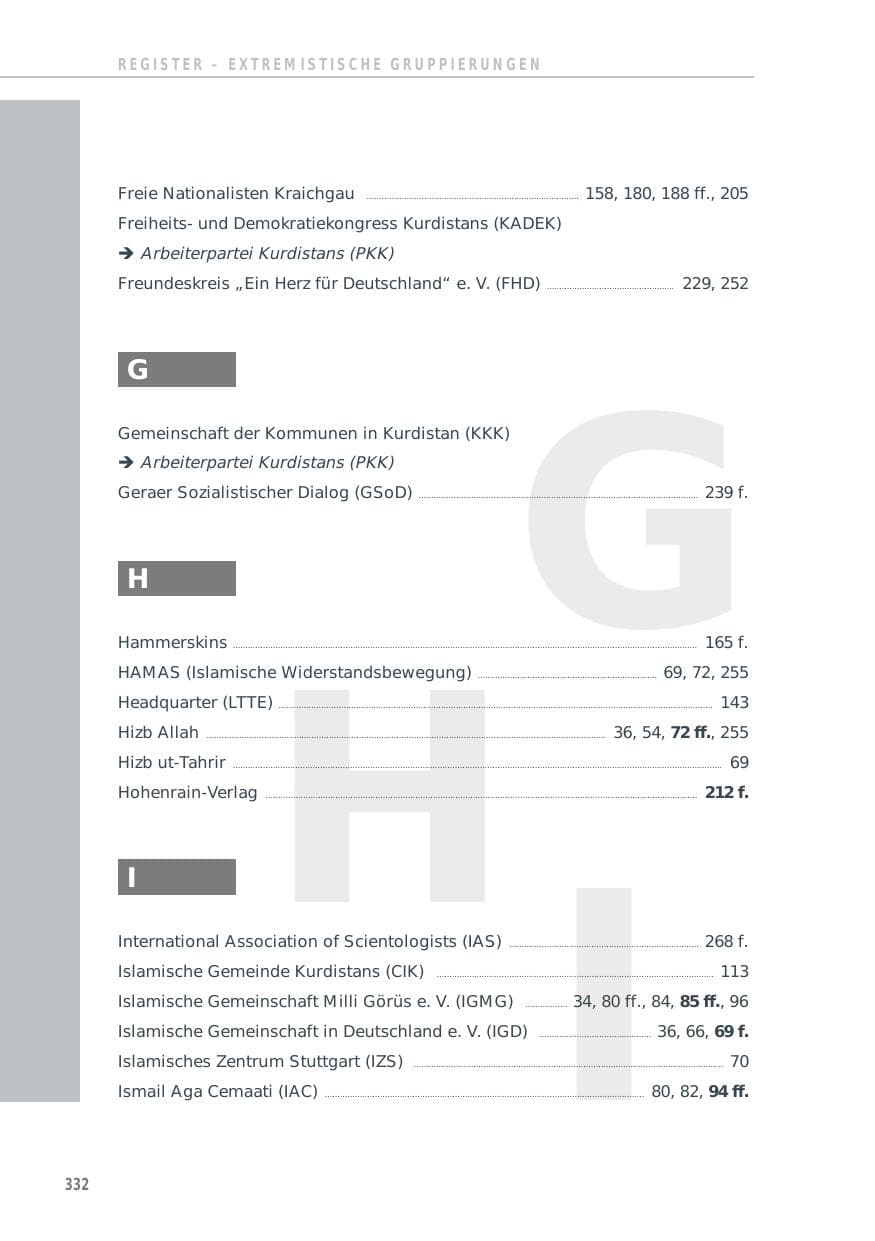 Seite 332 des Verfassungsschutzbericht 2014 Baden-Württemberg