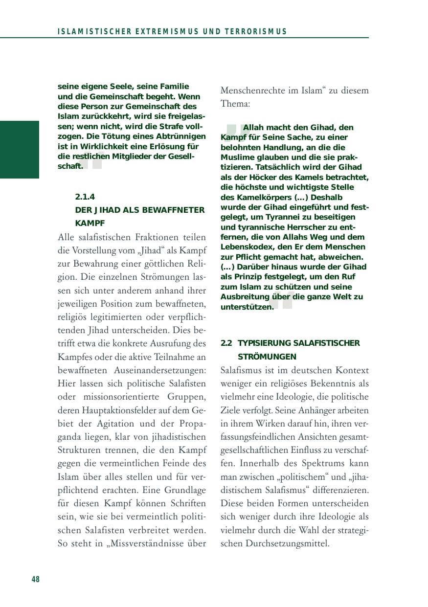 Seite 48 des Verfassungsschutzbericht 2014 Baden-Württemberg