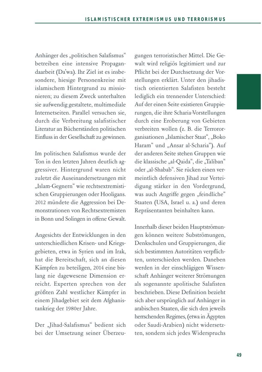 Seite 49 des Verfassungsschutzbericht 2014 Baden-Württemberg