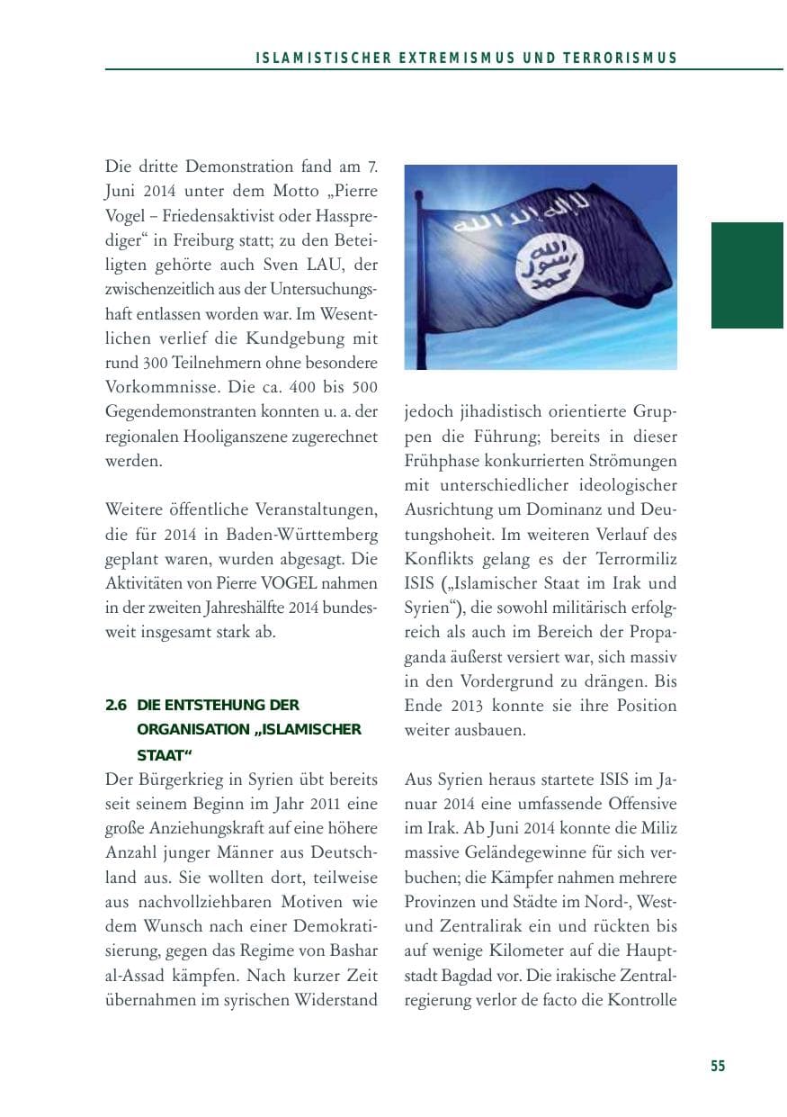 Seite 55 des Verfassungsschutzbericht 2014 Baden-Württemberg