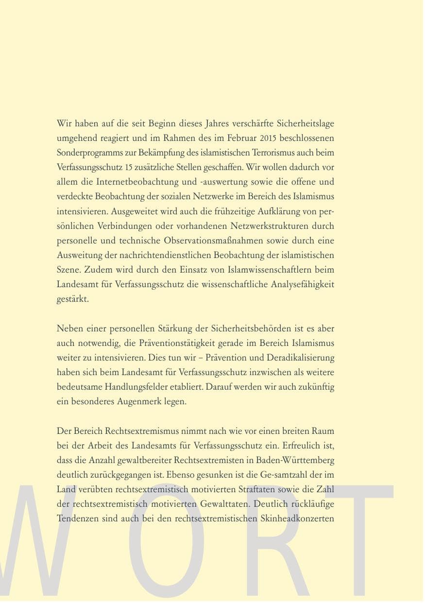 Seite 7 des Verfassungsschutzbericht 2014 Baden-Württemberg
