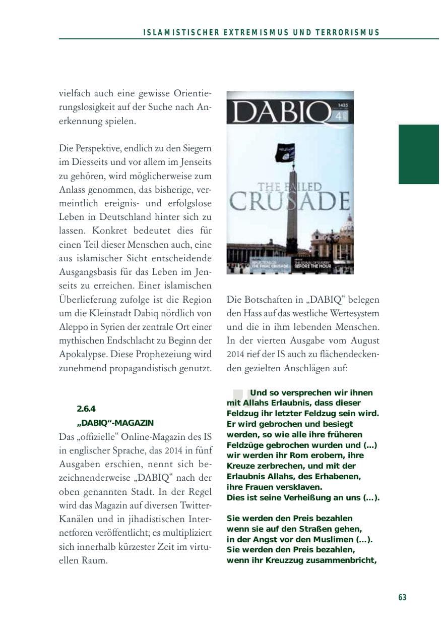 Seite 63 des Verfassungsschutzbericht 2014 Baden-Württemberg