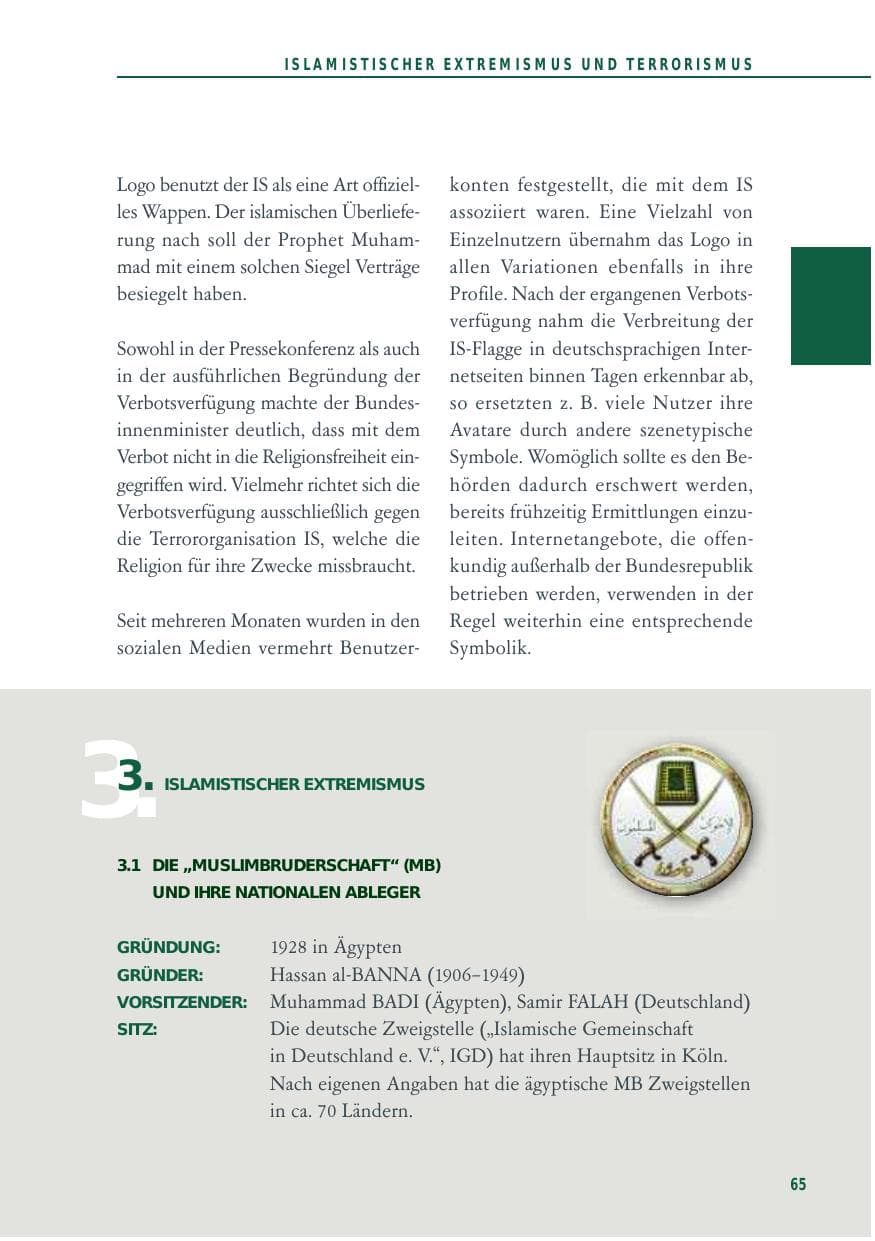 Seite 65 des Verfassungsschutzbericht 2014 Baden-Württemberg