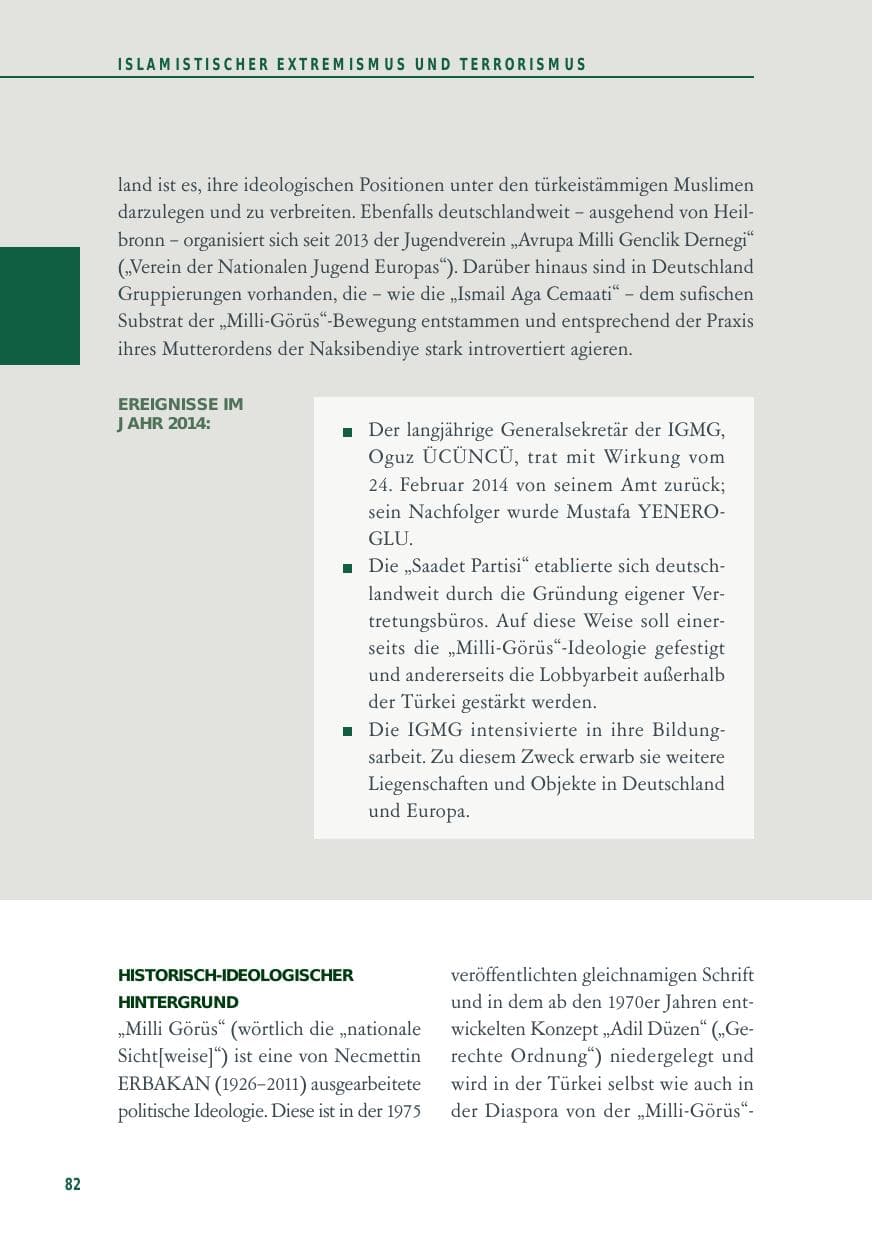 Seite 82 des Verfassungsschutzbericht 2014 Baden-Württemberg