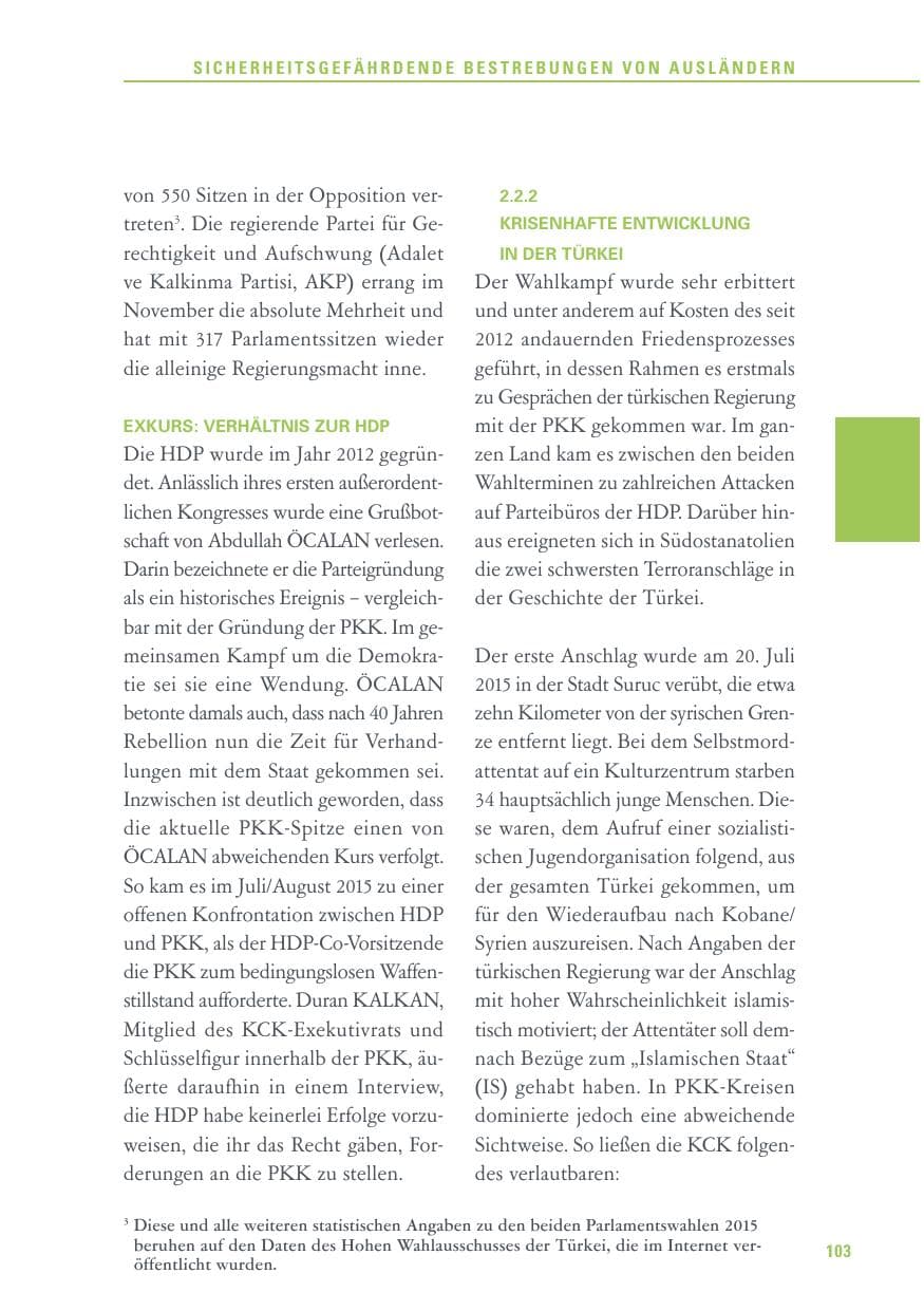 Seite 103 des Verfassungsschutzbericht 2015 Baden-Württemberg