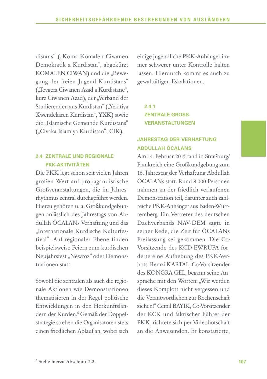 Seite 107 des Verfassungsschutzbericht 2015 Baden-Württemberg