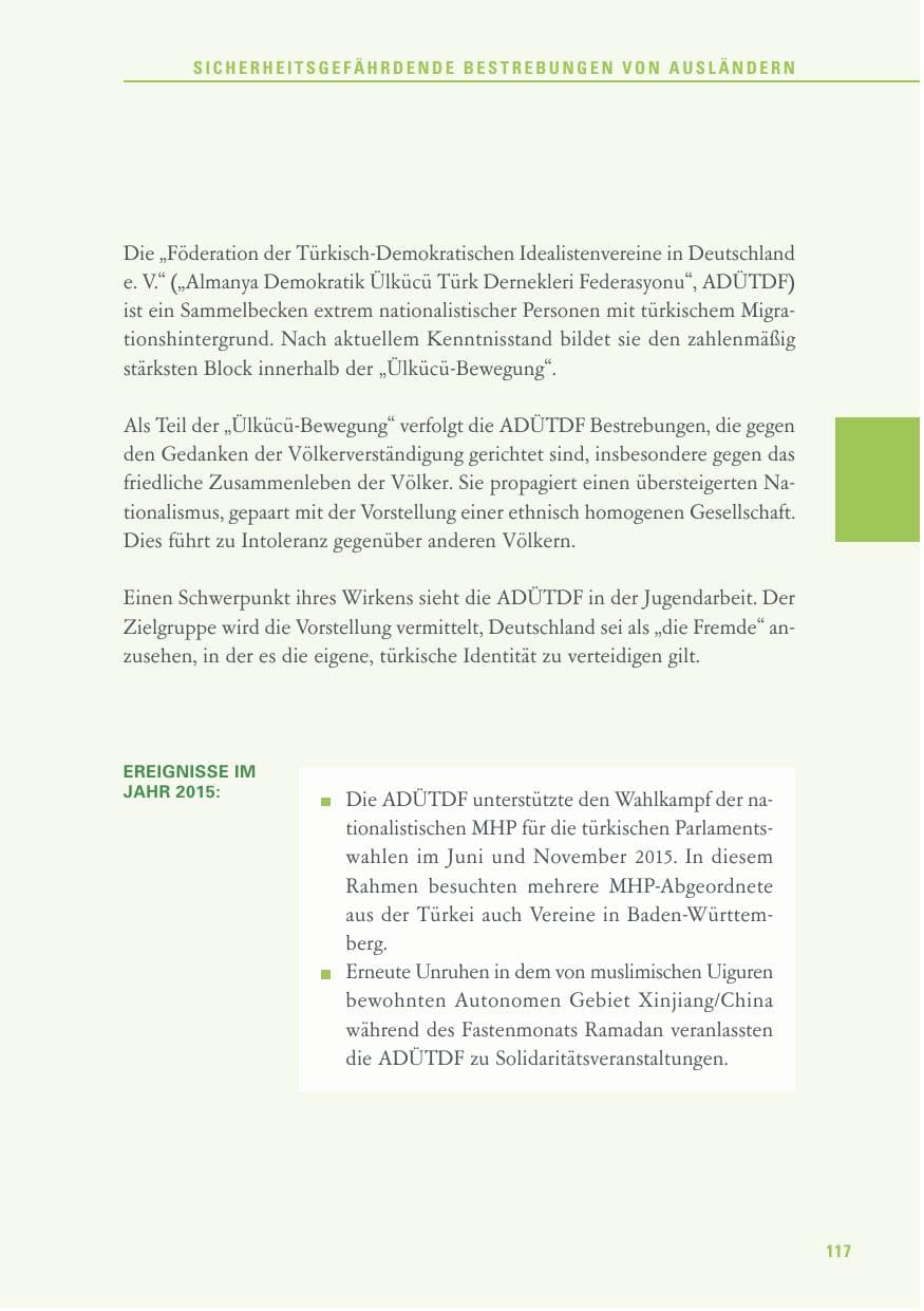 Seite 117 des Verfassungsschutzbericht 2015 Baden-Württemberg