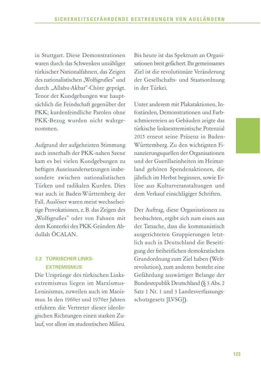 Seite 123 des Verfassungsschutzbericht 2015 Baden-Württemberg