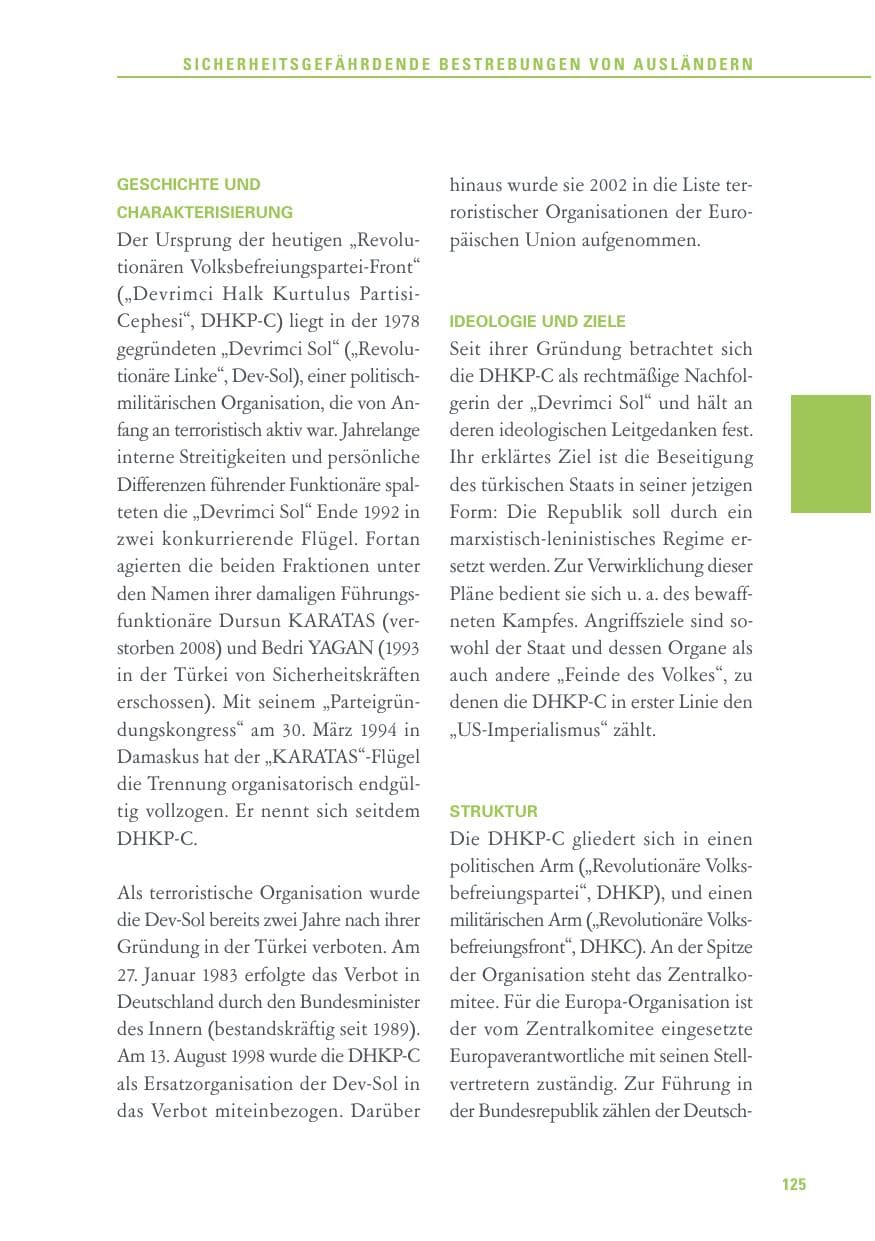 Seite 125 des Verfassungsschutzbericht 2015 Baden-Württemberg