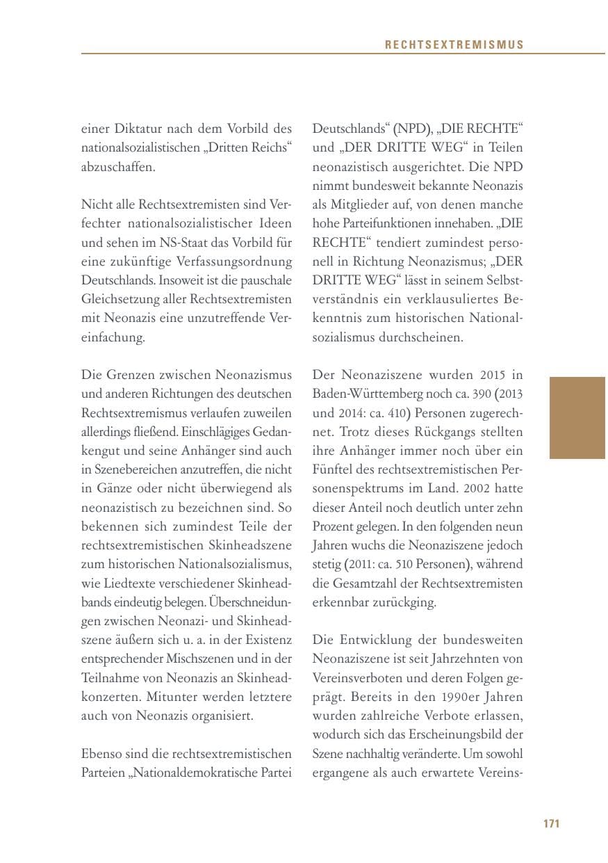 Seite 171 des Verfassungsschutzbericht 2015 Baden-Württemberg