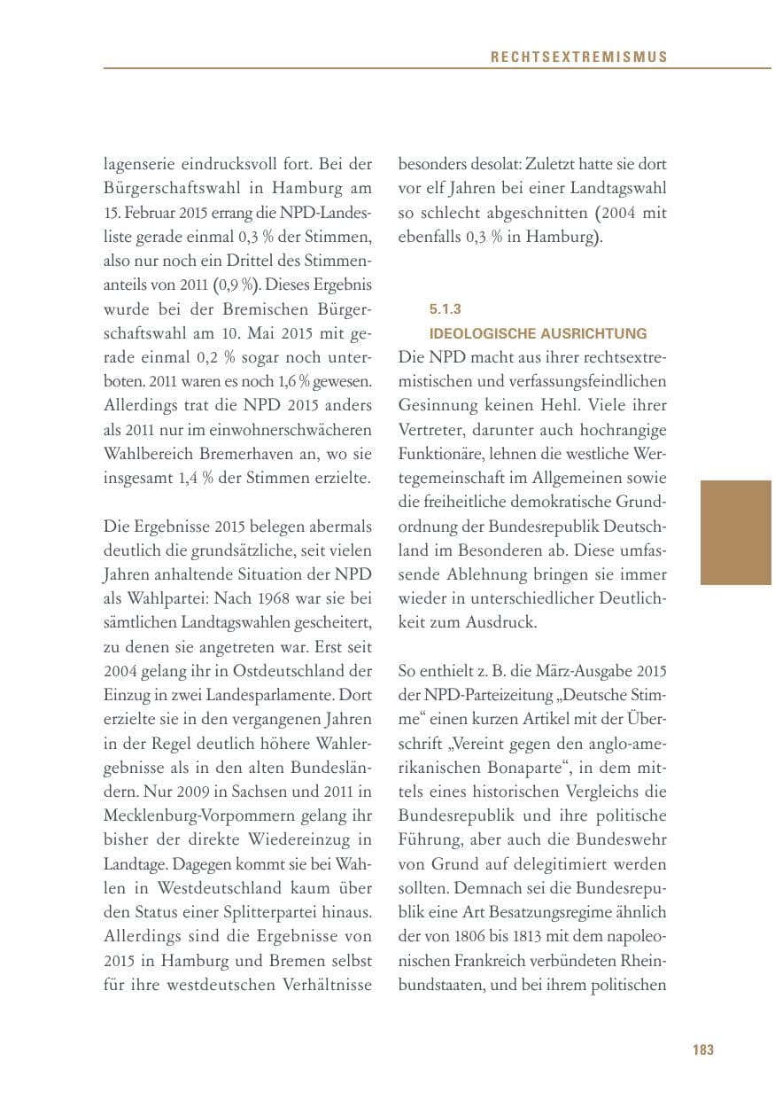 Seite 183 des Verfassungsschutzbericht 2015 Baden-Württemberg
