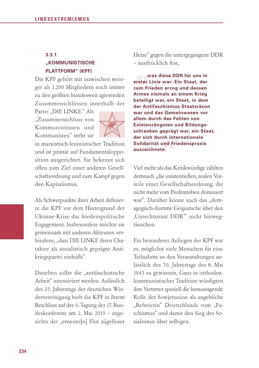 Seite 234 des Verfassungsschutzbericht 2015 Baden-Württemberg