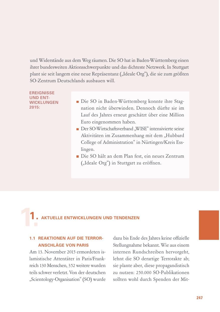 Seite 247 des Verfassungsschutzbericht 2015 Baden-Württemberg