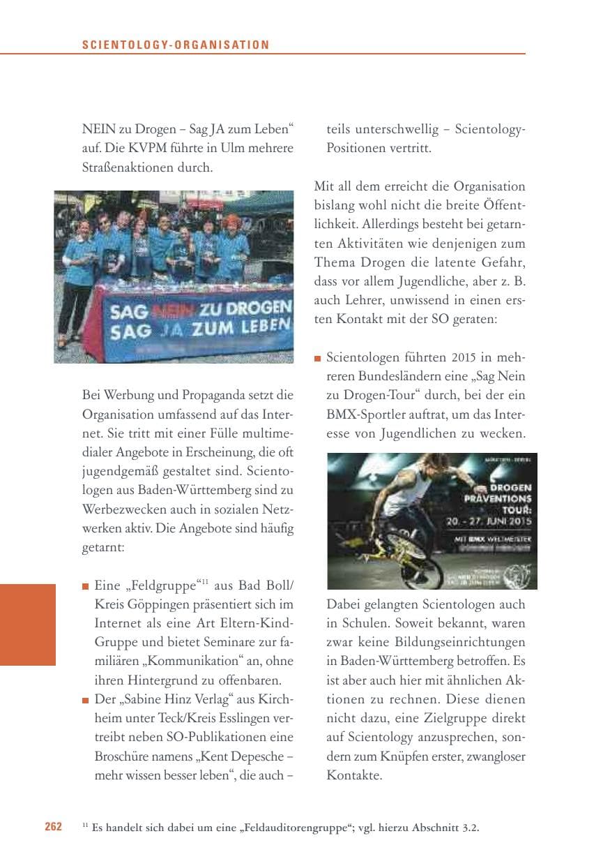 Seite 262 des Verfassungsschutzbericht 2015 Baden-Württemberg