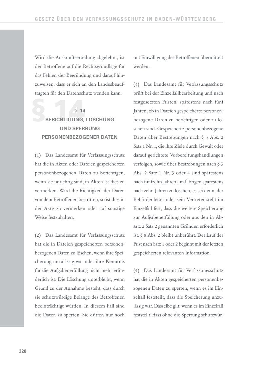 Seite 320 des Verfassungsschutzbericht 2015 Baden-Württemberg
