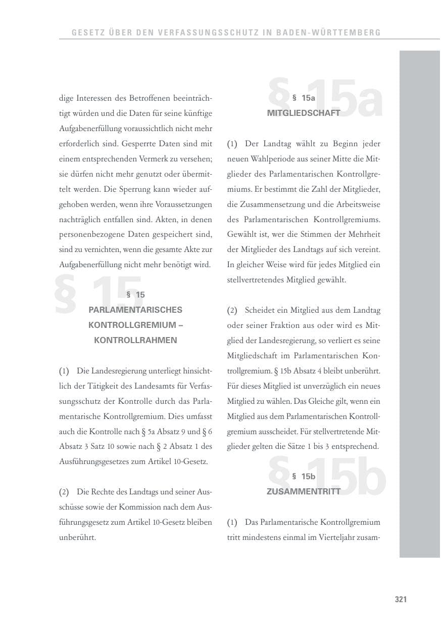 Seite 321 des Verfassungsschutzbericht 2015 Baden-Württemberg