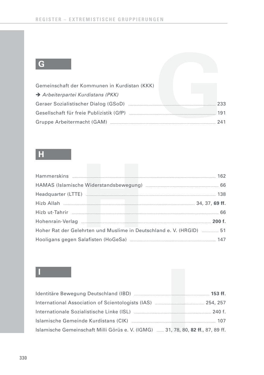 Seite 330 des Verfassungsschutzbericht 2015 Baden-Württemberg