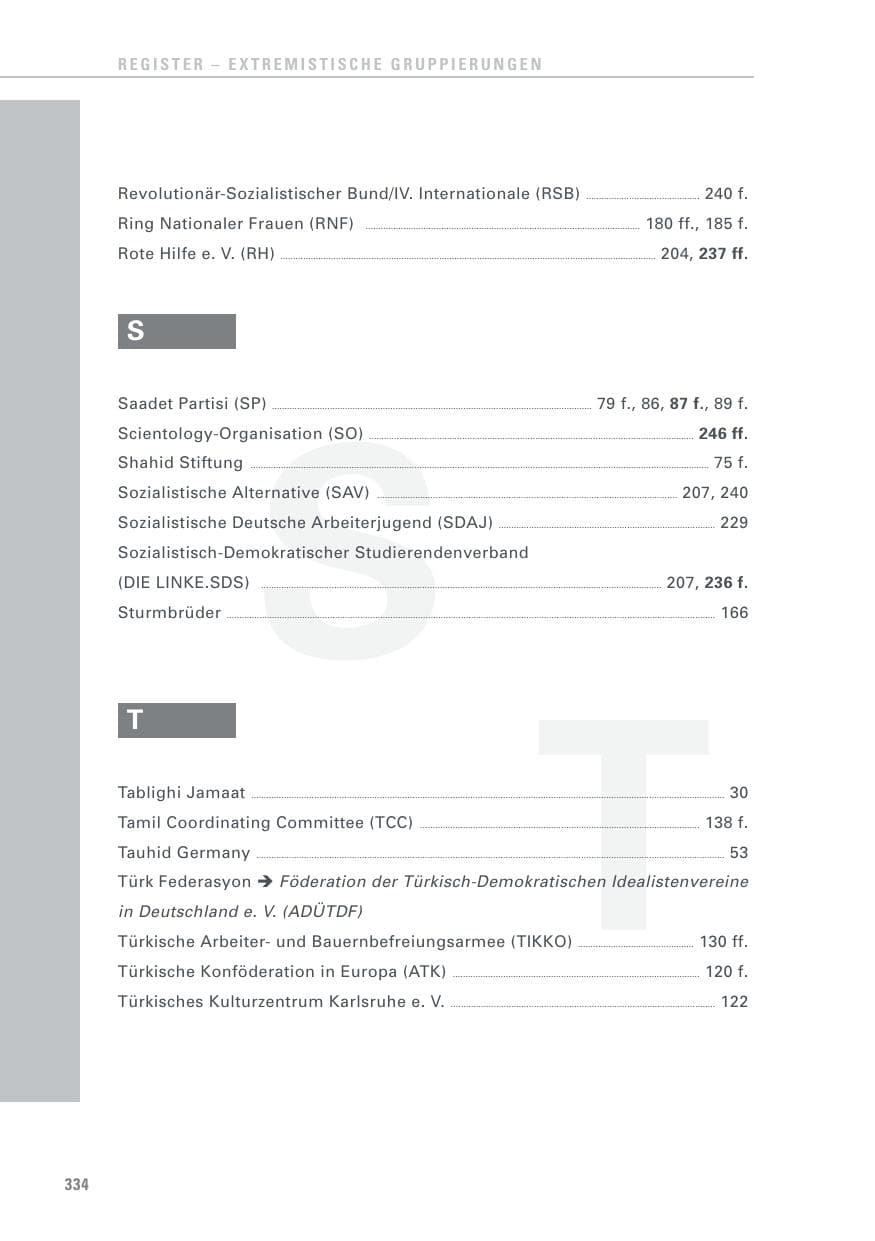 Seite 334 des Verfassungsschutzbericht 2015 Baden-Württemberg