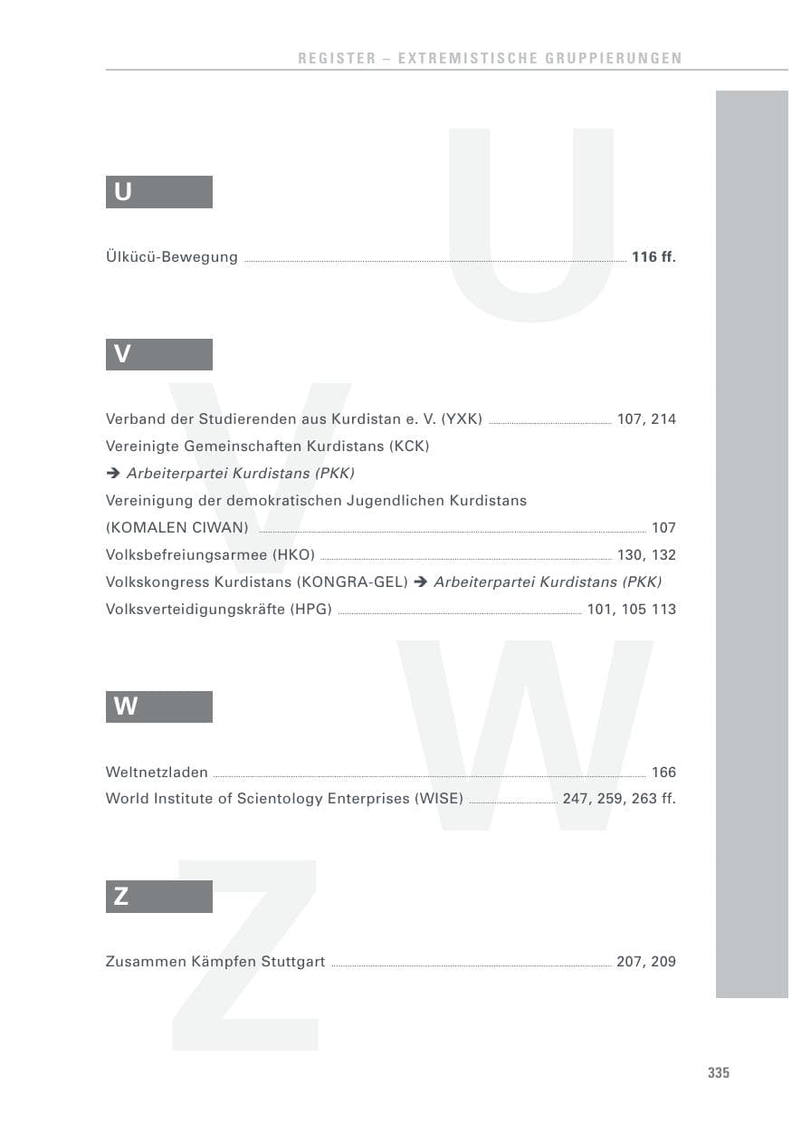 Seite 335 des Verfassungsschutzbericht 2015 Baden-Württemberg
