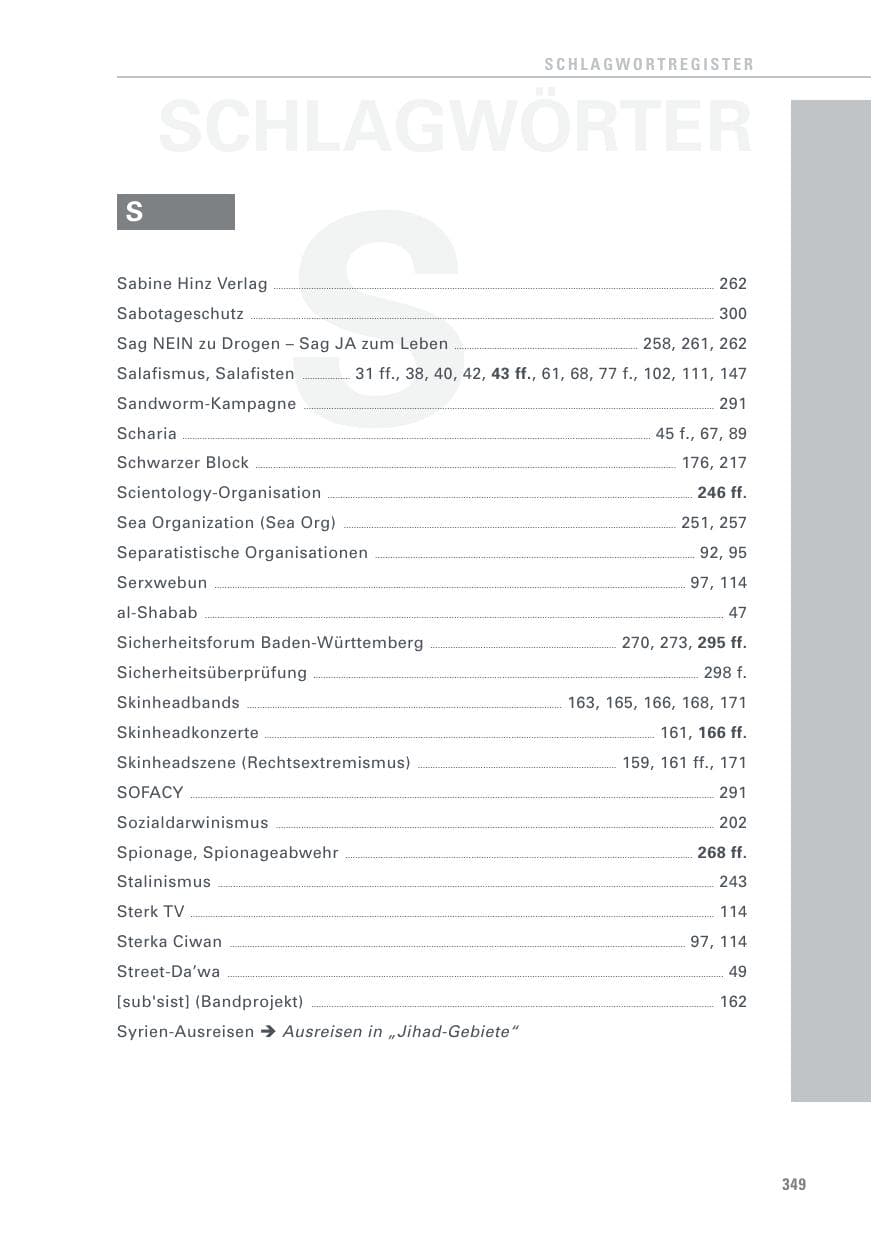 Seite 349 des Verfassungsschutzbericht 2015 Baden-Württemberg