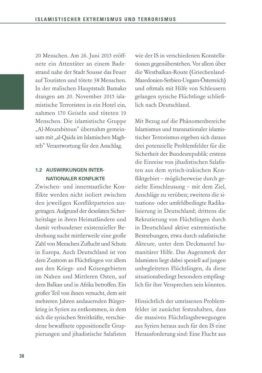 Seite 38 des Verfassungsschutzbericht 2015 Baden-Württemberg