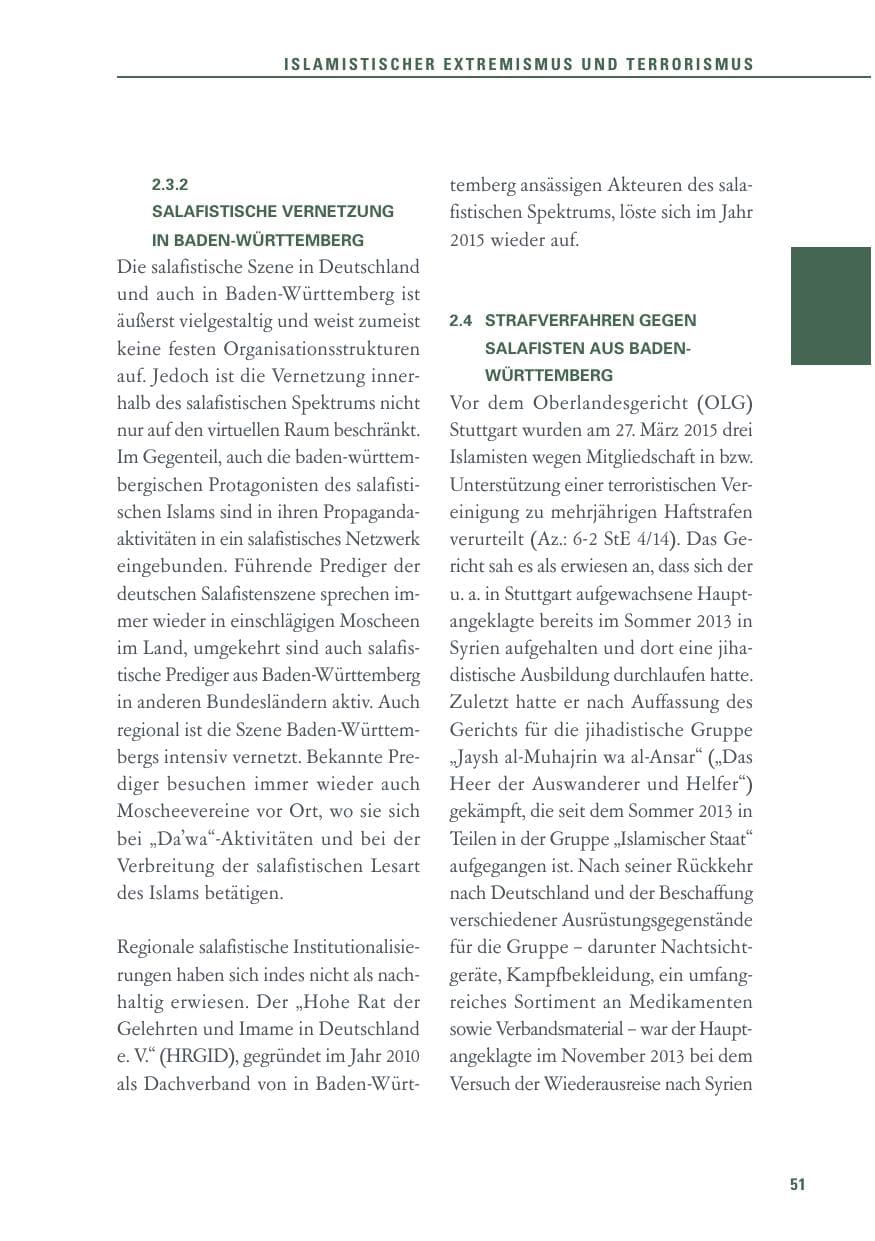 Seite 51 des Verfassungsschutzbericht 2015 Baden-Württemberg