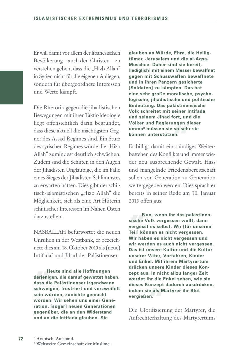 Seite 72 des Verfassungsschutzbericht 2015 Baden-Württemberg