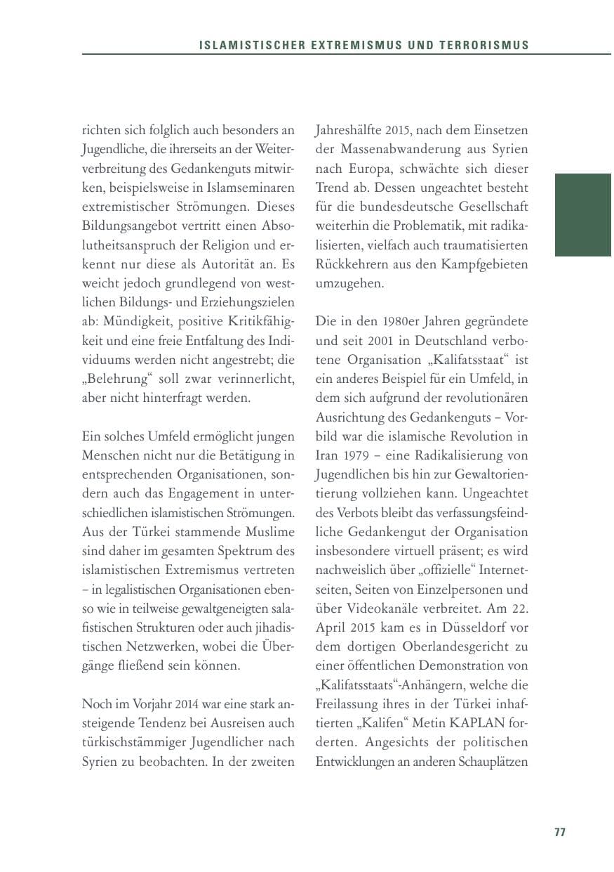Seite 77 des Verfassungsschutzbericht 2015 Baden-Württemberg