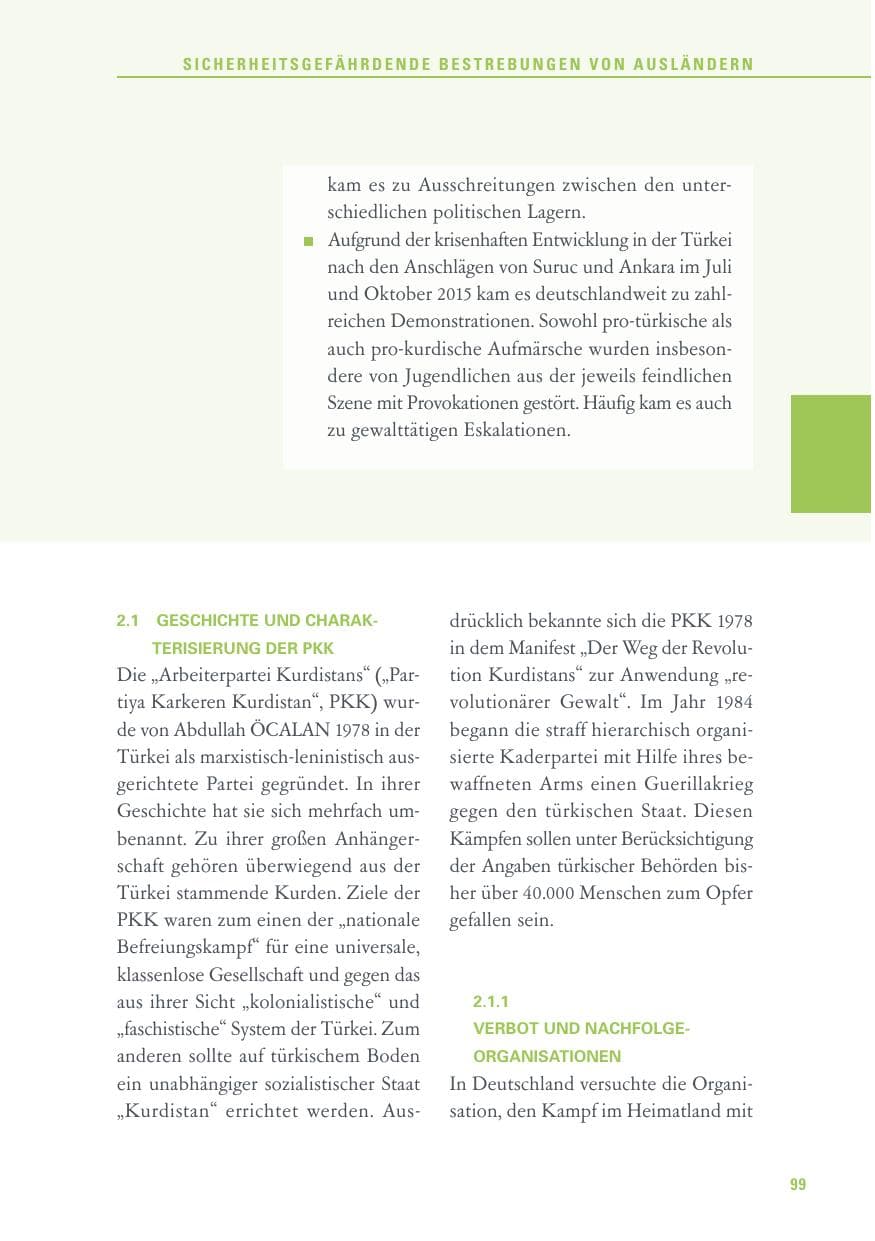 Seite 99 des Verfassungsschutzbericht 2015 Baden-Württemberg