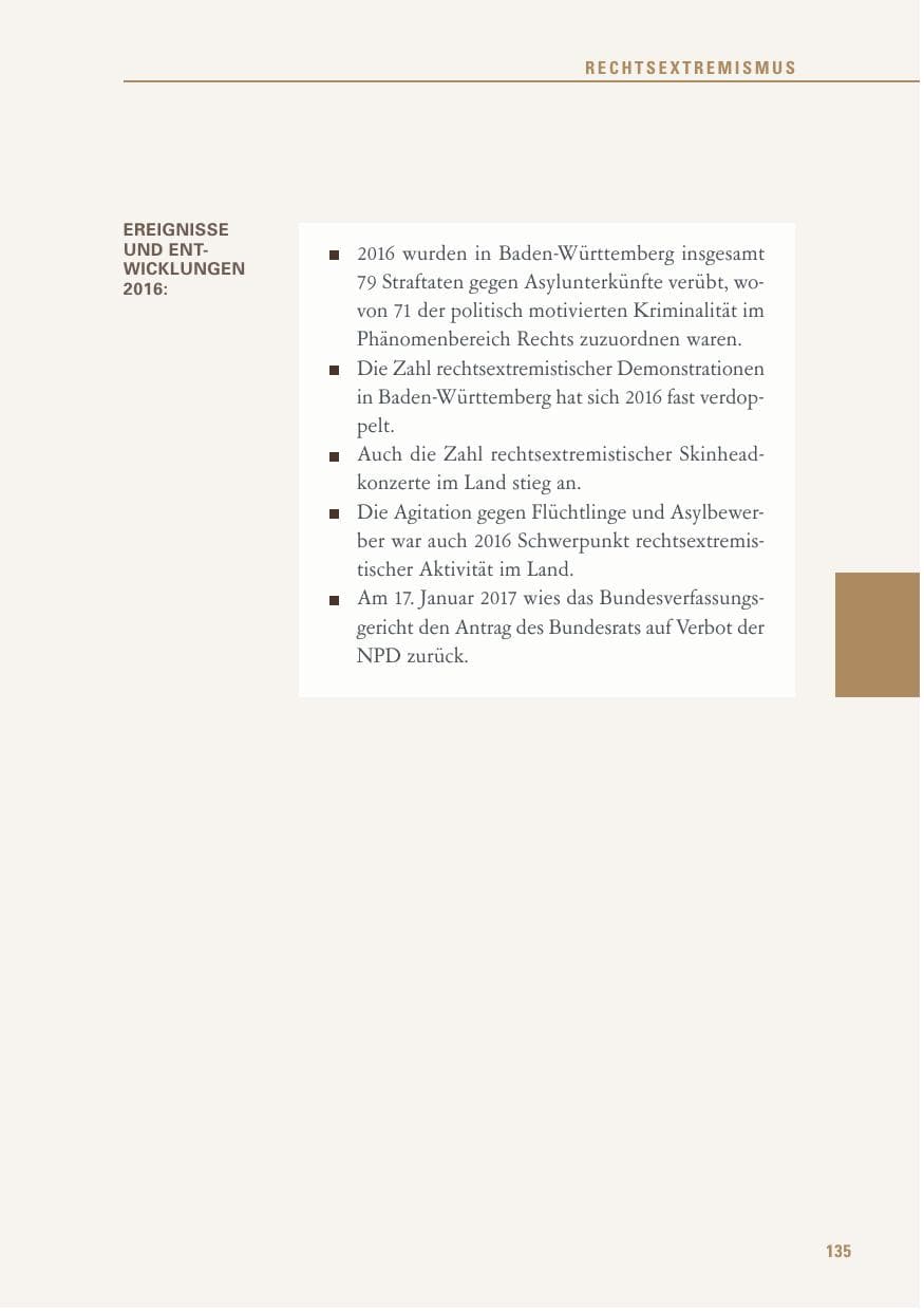 Seite 135 des Verfassungsschutzbericht 2016 Baden-Württemberg