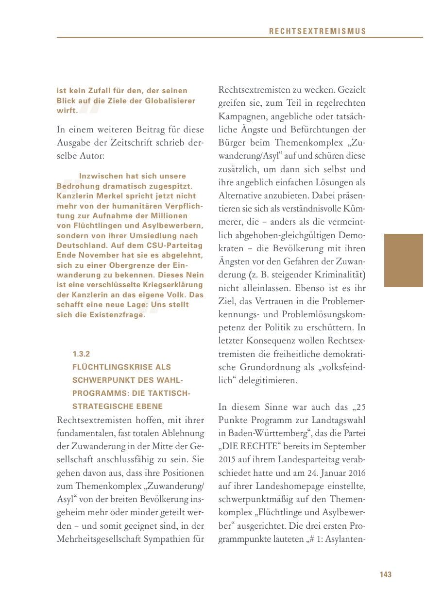 Seite 143 des Verfassungsschutzbericht 2016 Baden-Württemberg