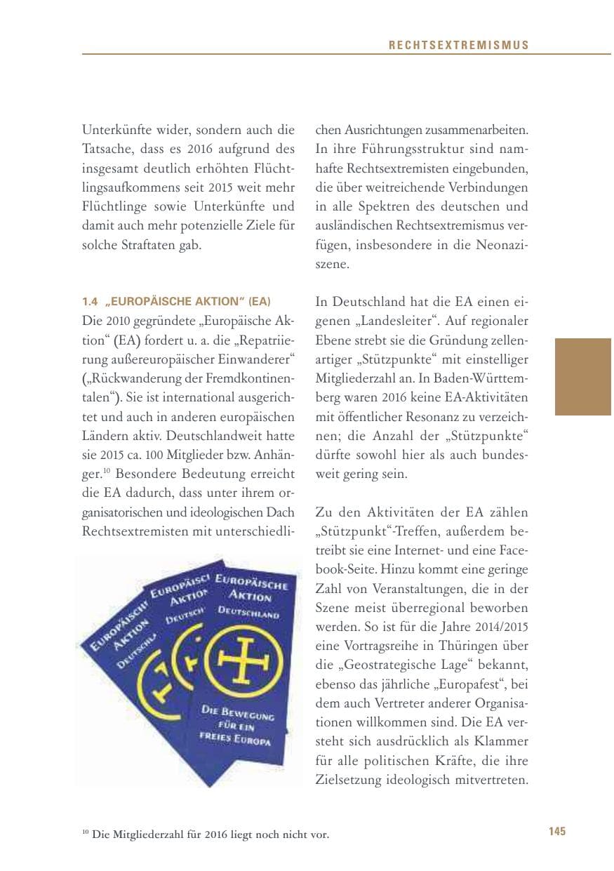 Seite 145 des Verfassungsschutzbericht 2016 Baden-Württemberg