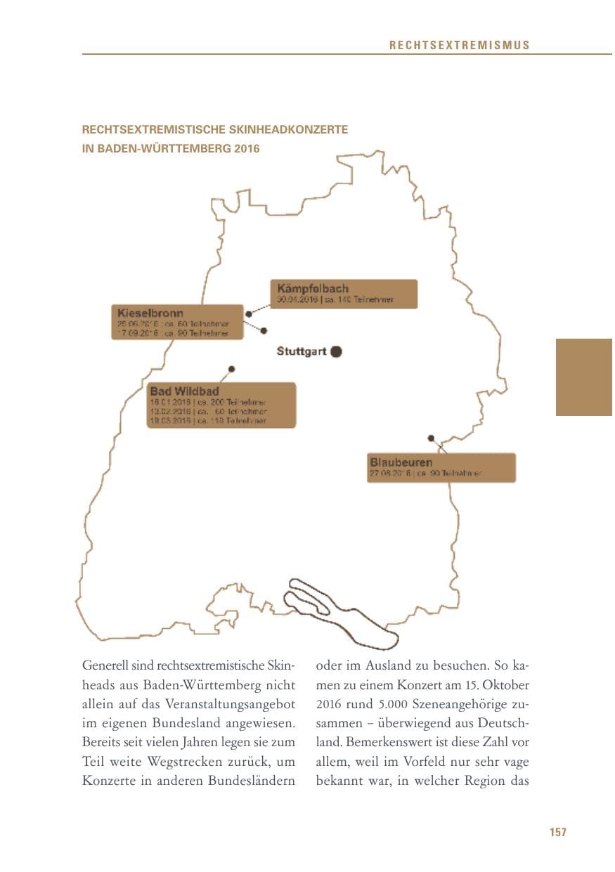 Seite 157 des Verfassungsschutzbericht 2016 Baden-Württemberg