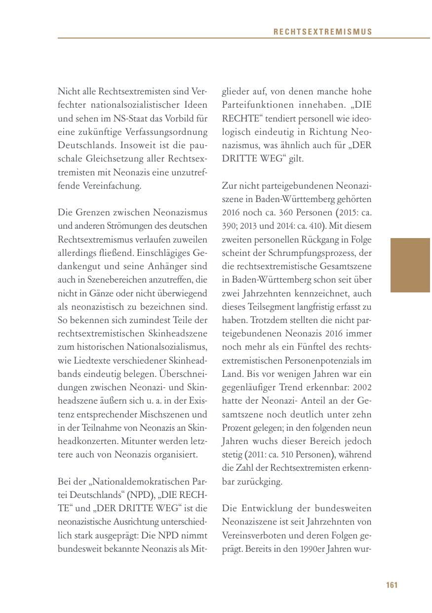 Seite 161 des Verfassungsschutzbericht 2016 Baden-Württemberg