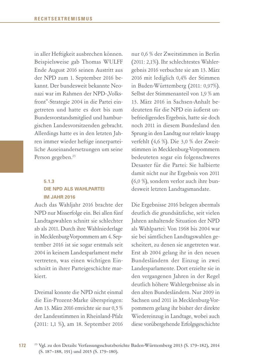 Seite 172 des Verfassungsschutzbericht 2016 Baden-Württemberg