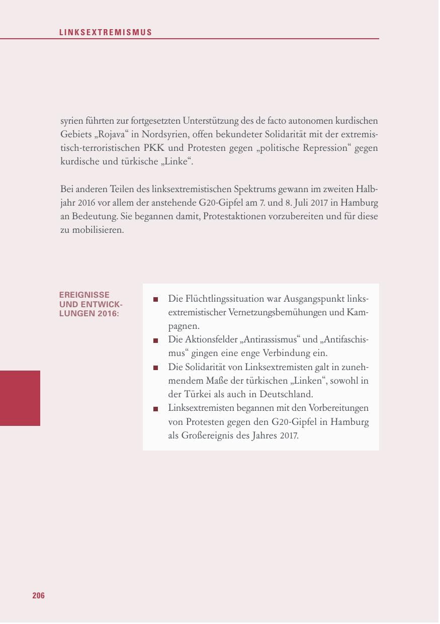 Seite 206 des Verfassungsschutzbericht 2016 Baden-Württemberg