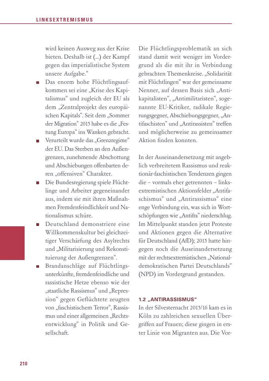 Seite 210 des Verfassungsschutzbericht 2016 Baden-Württemberg