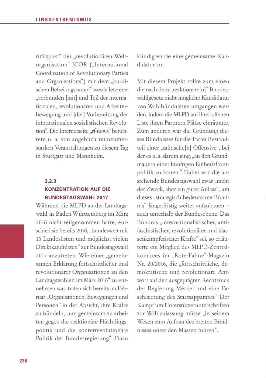 Seite 236 des Verfassungsschutzbericht 2016 Baden-Württemberg