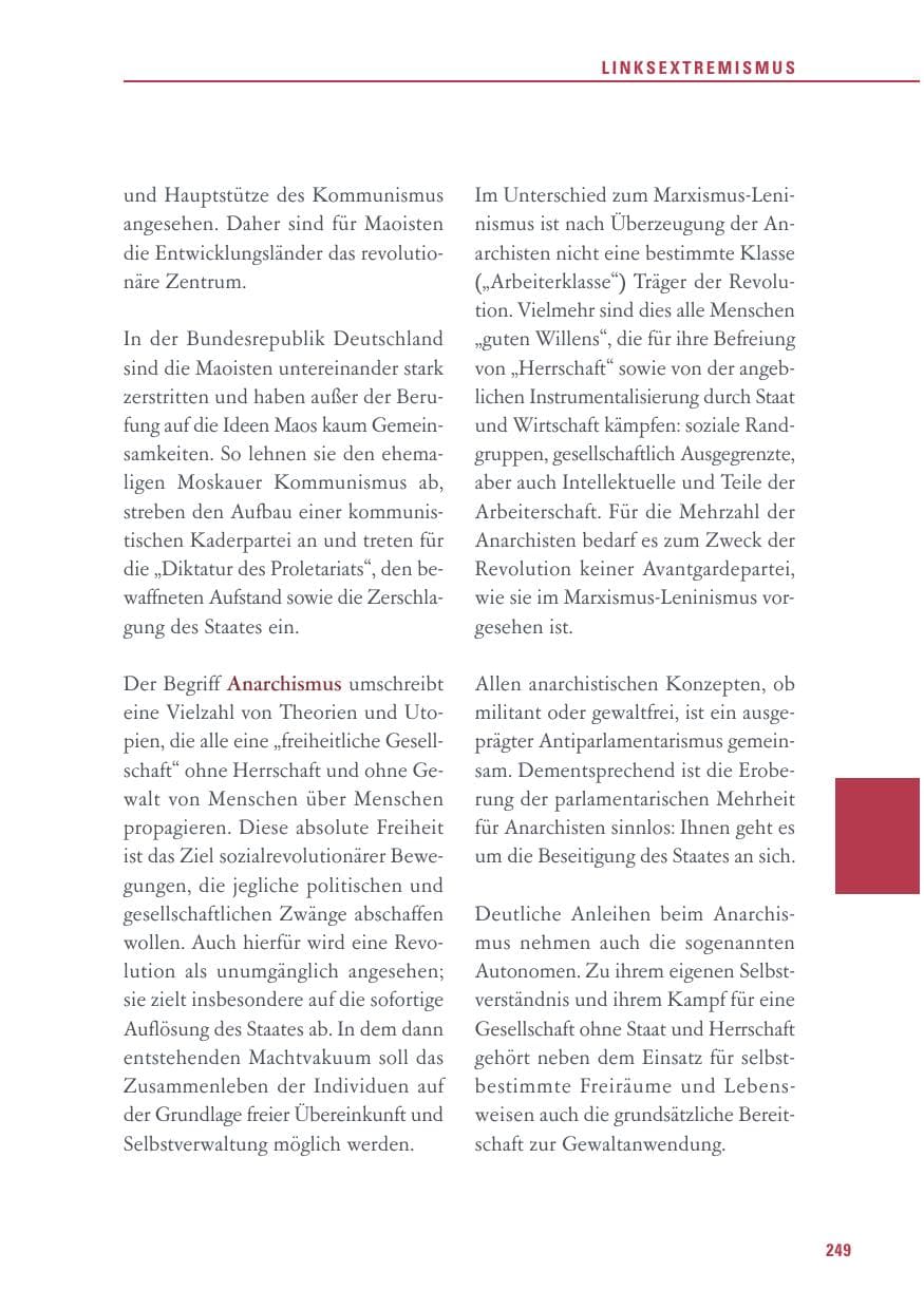 Seite 249 des Verfassungsschutzbericht 2016 Baden-Württemberg