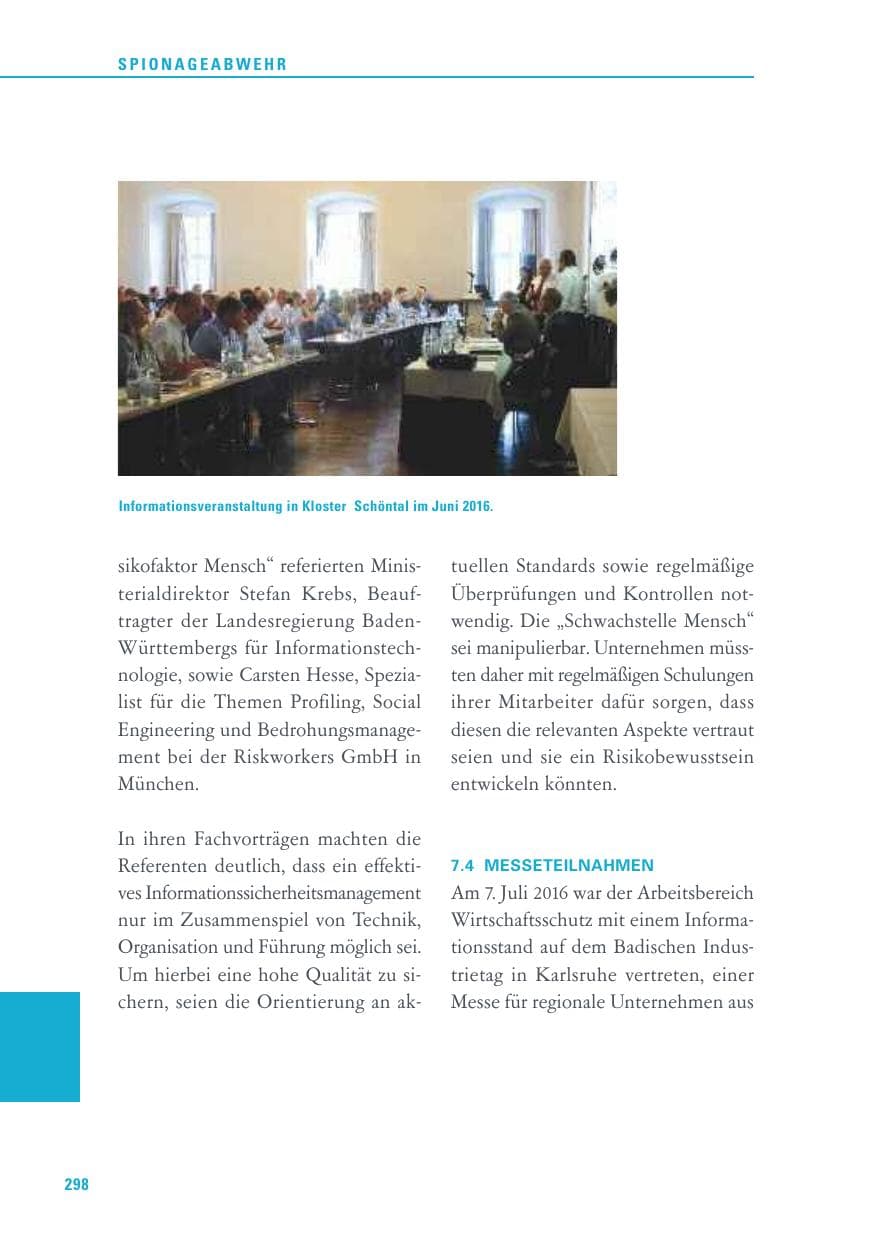 Seite 298 des Verfassungsschutzbericht 2016 Baden-Württemberg